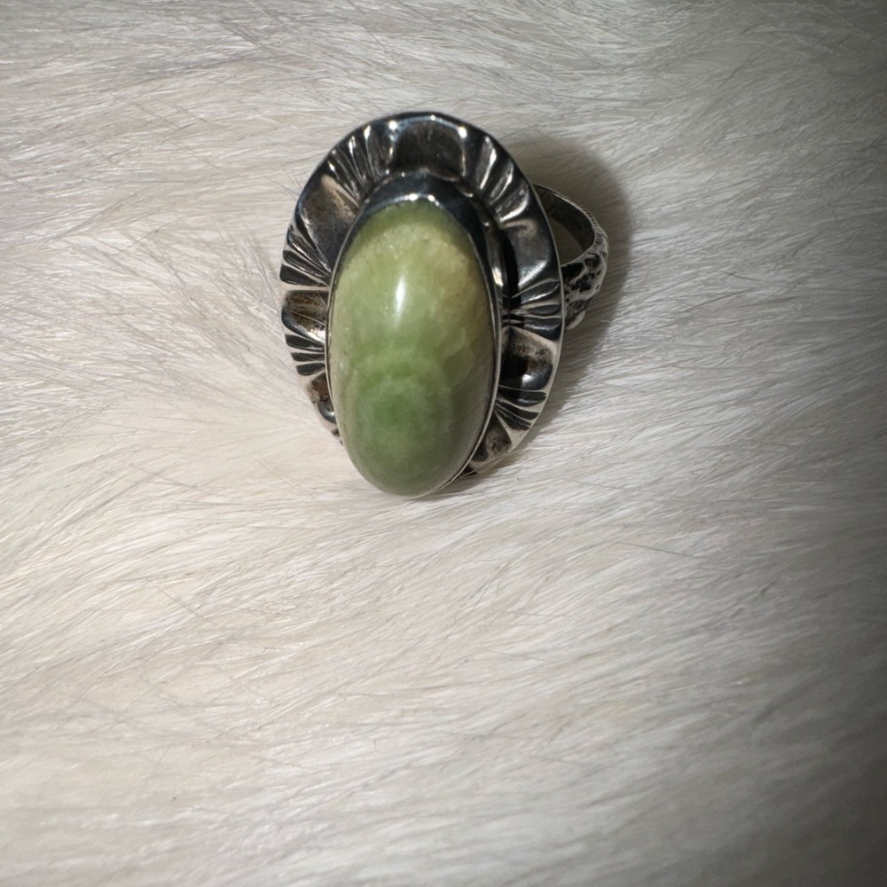 Elegant Sterling Silver and Green Stone Ring